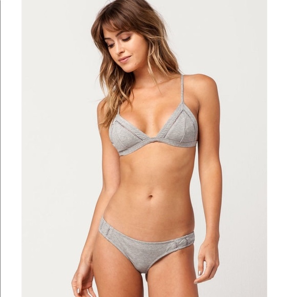 Lulus Rhythm My Bralette & Cheeky Gray Bikini - Picture 3 of 8